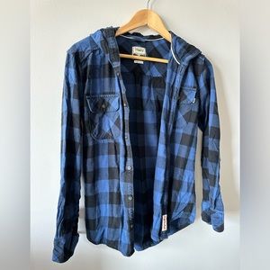 TNA Hooded Plaid Flannel Shirt